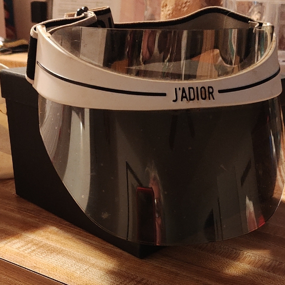 Dior White Band Black Tinted Shield Visor